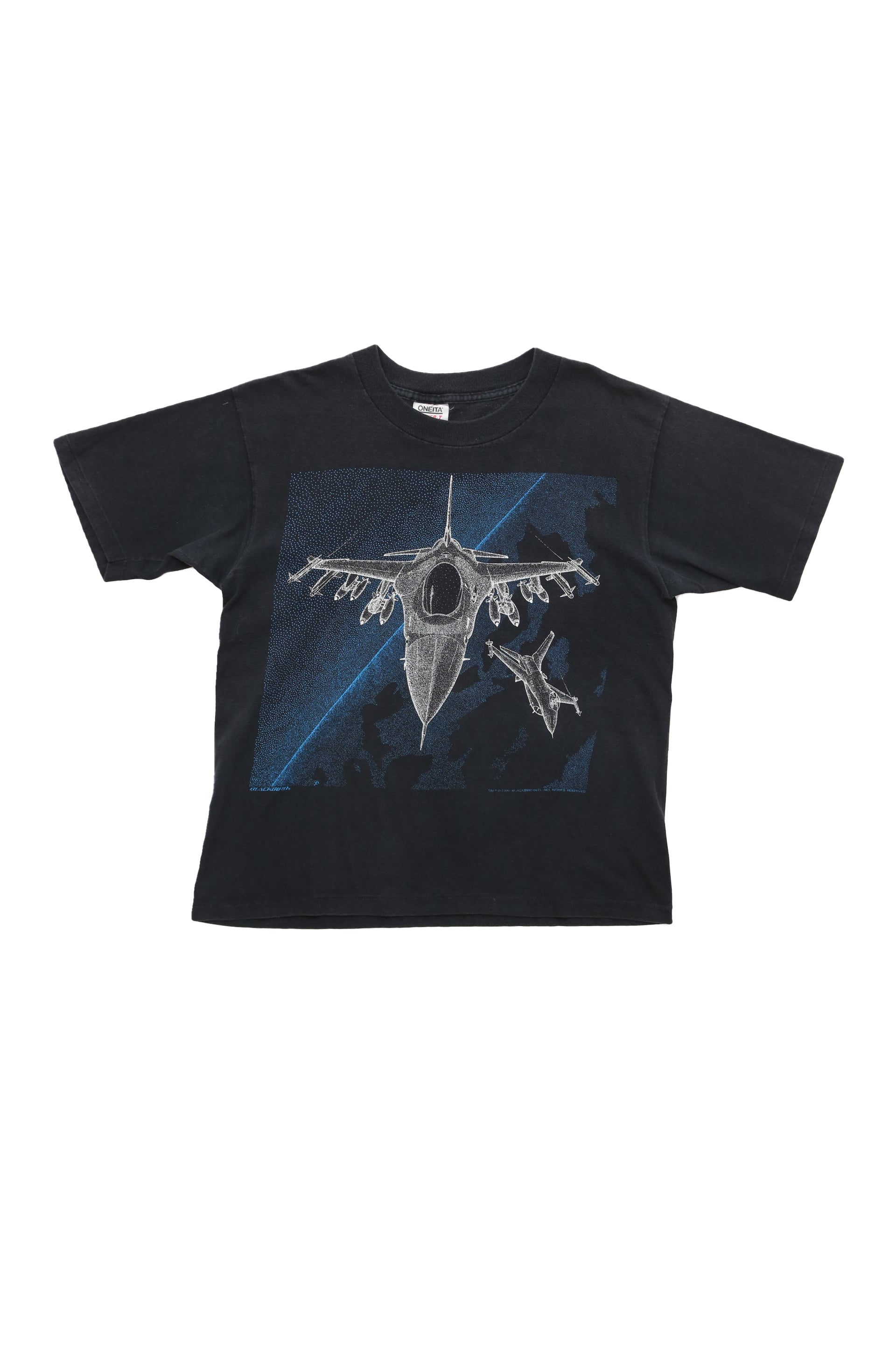 1987–1988 vintage F-16 Falcon "Blackbird International" military t-shirt