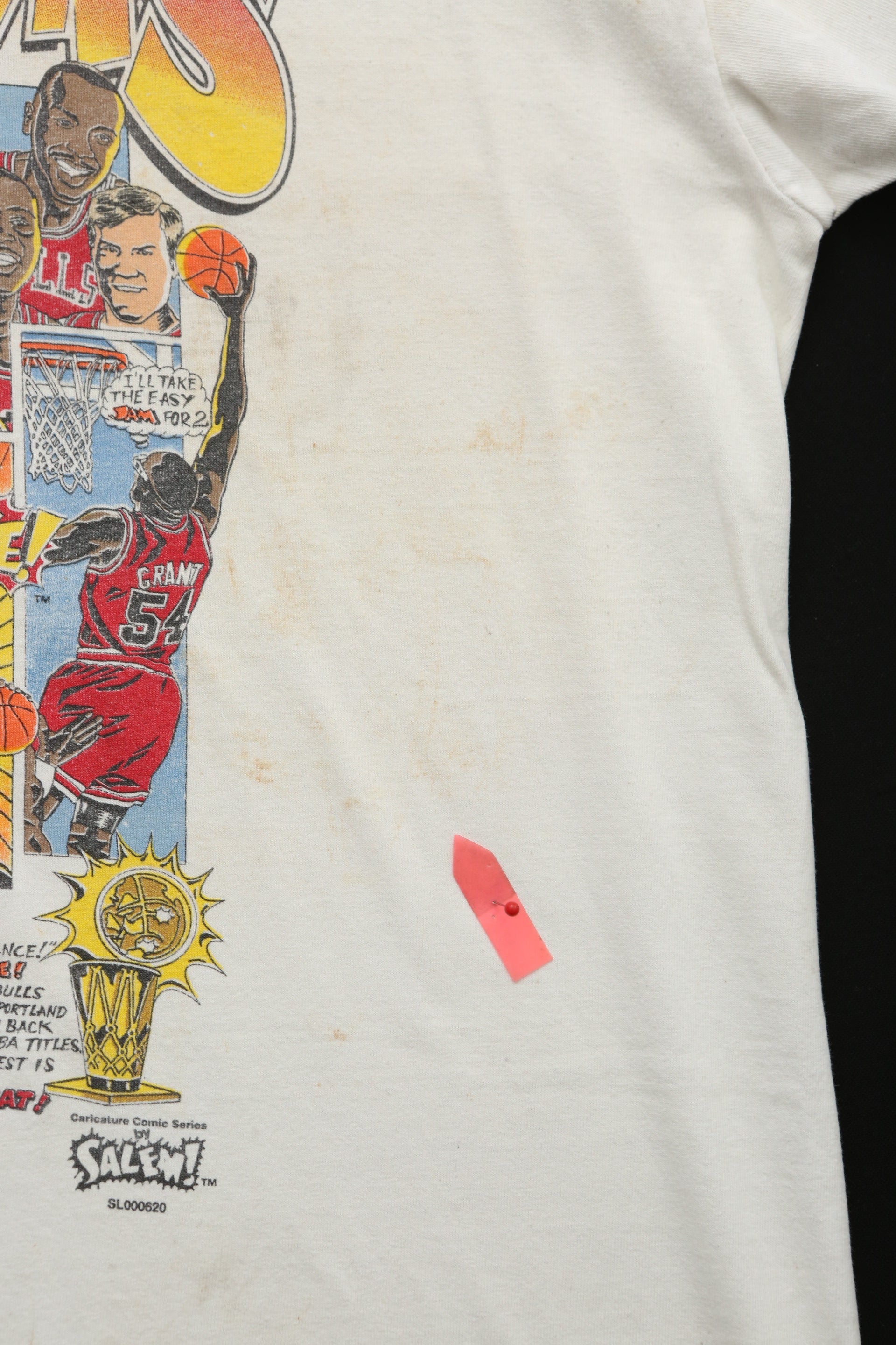 1993 Chicago Bulls "Three-Peat" Championship Caricature T-Shirt