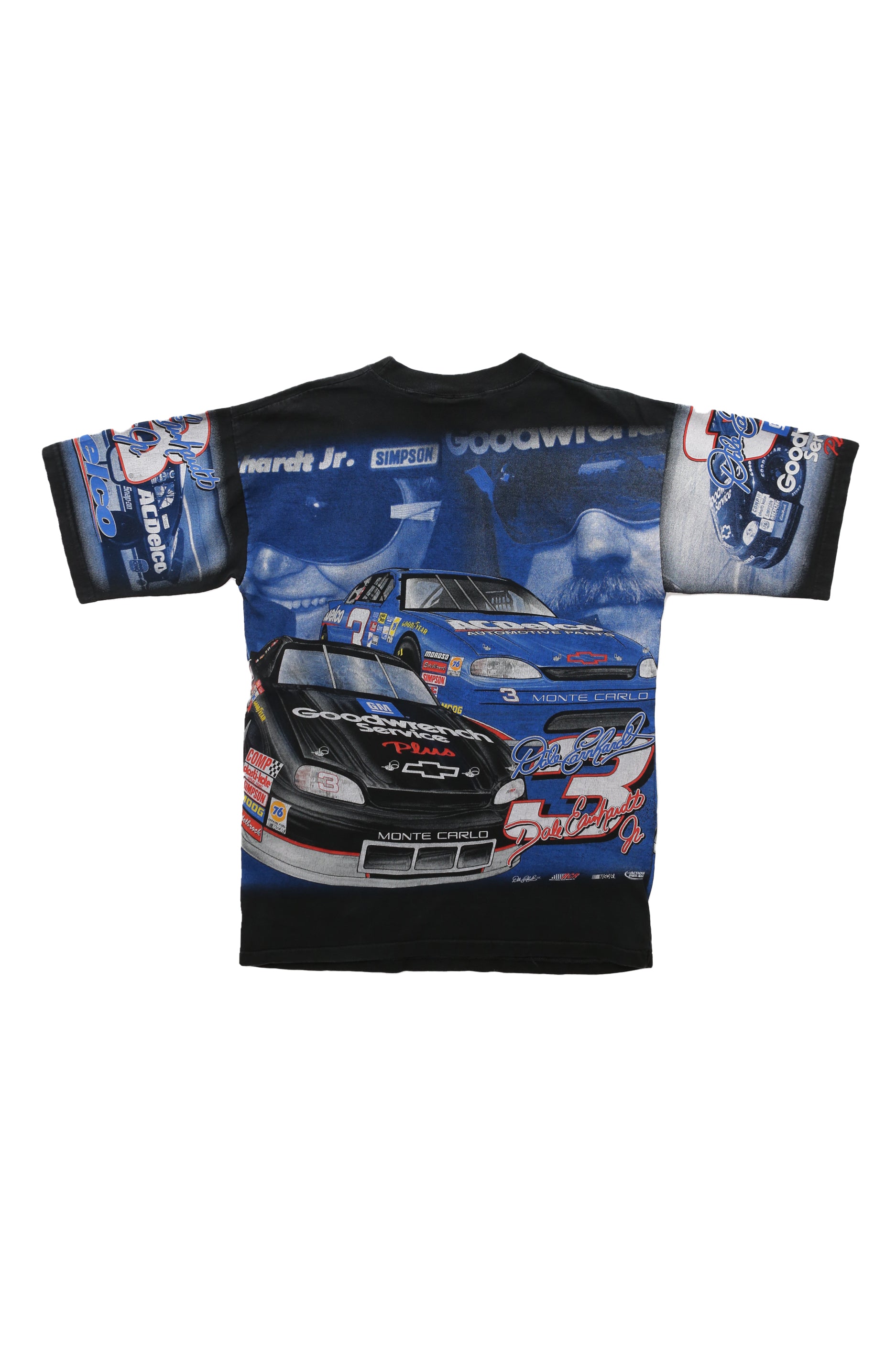 2000s Chase Authentics Dale Earnhardt Sr. and Jr. "Two Faces of the 3" all-over print (AOP) shirt