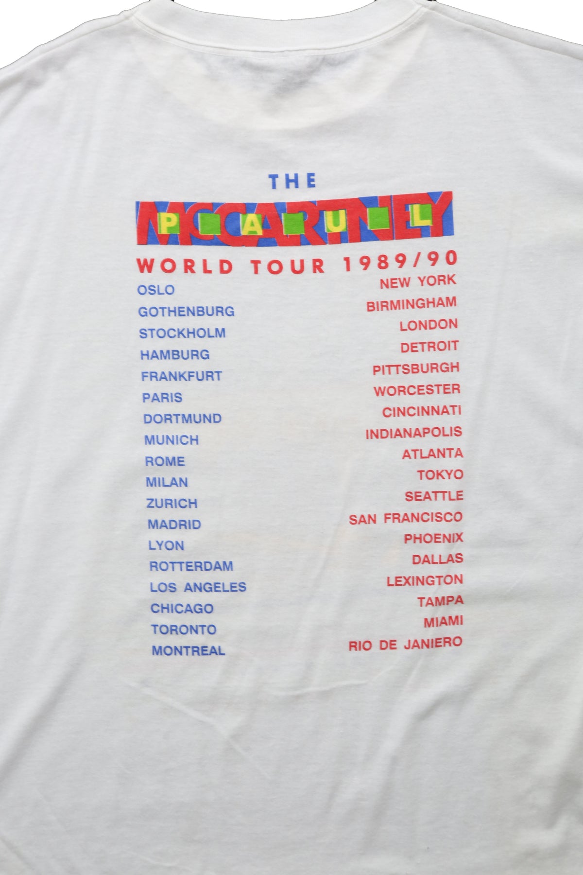 1989 Paul McCartney World Tour T-shirt