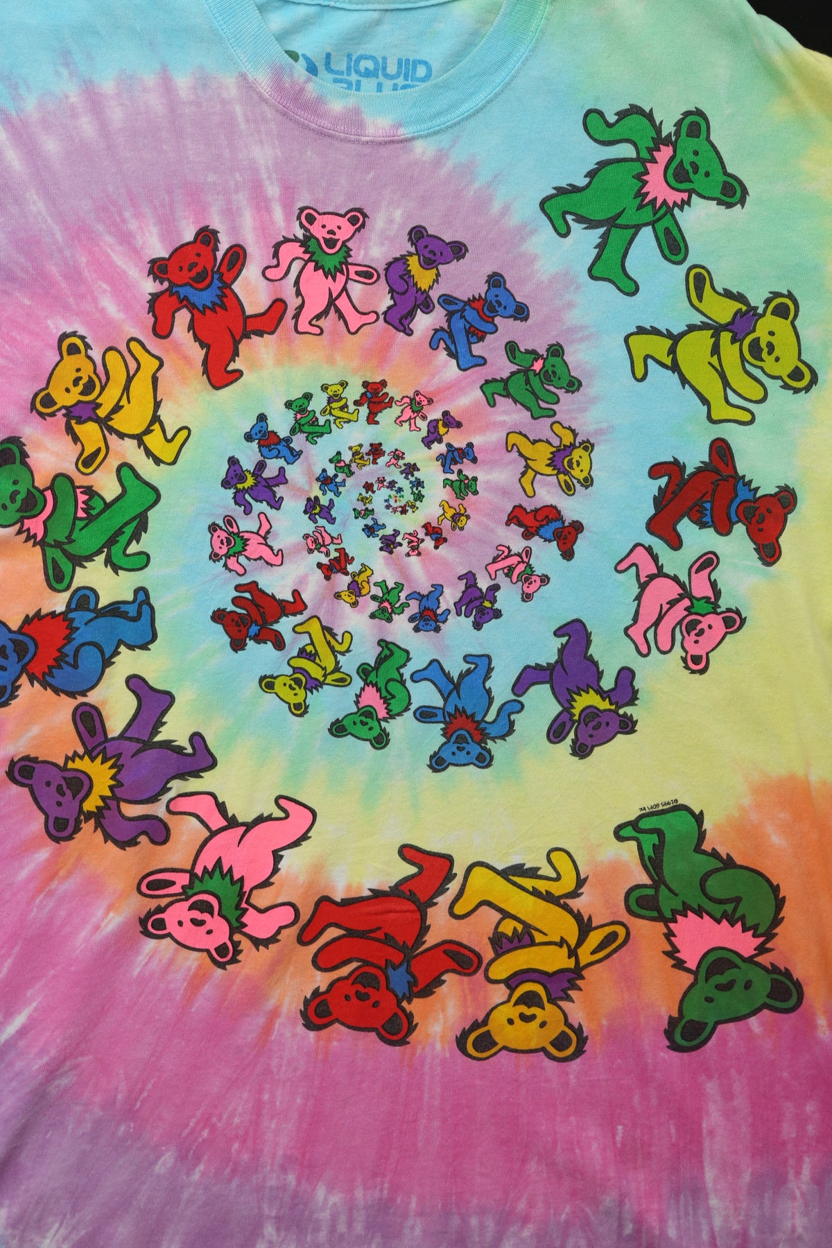 Y2k Liquid Blue Spiral Bears T-shirt