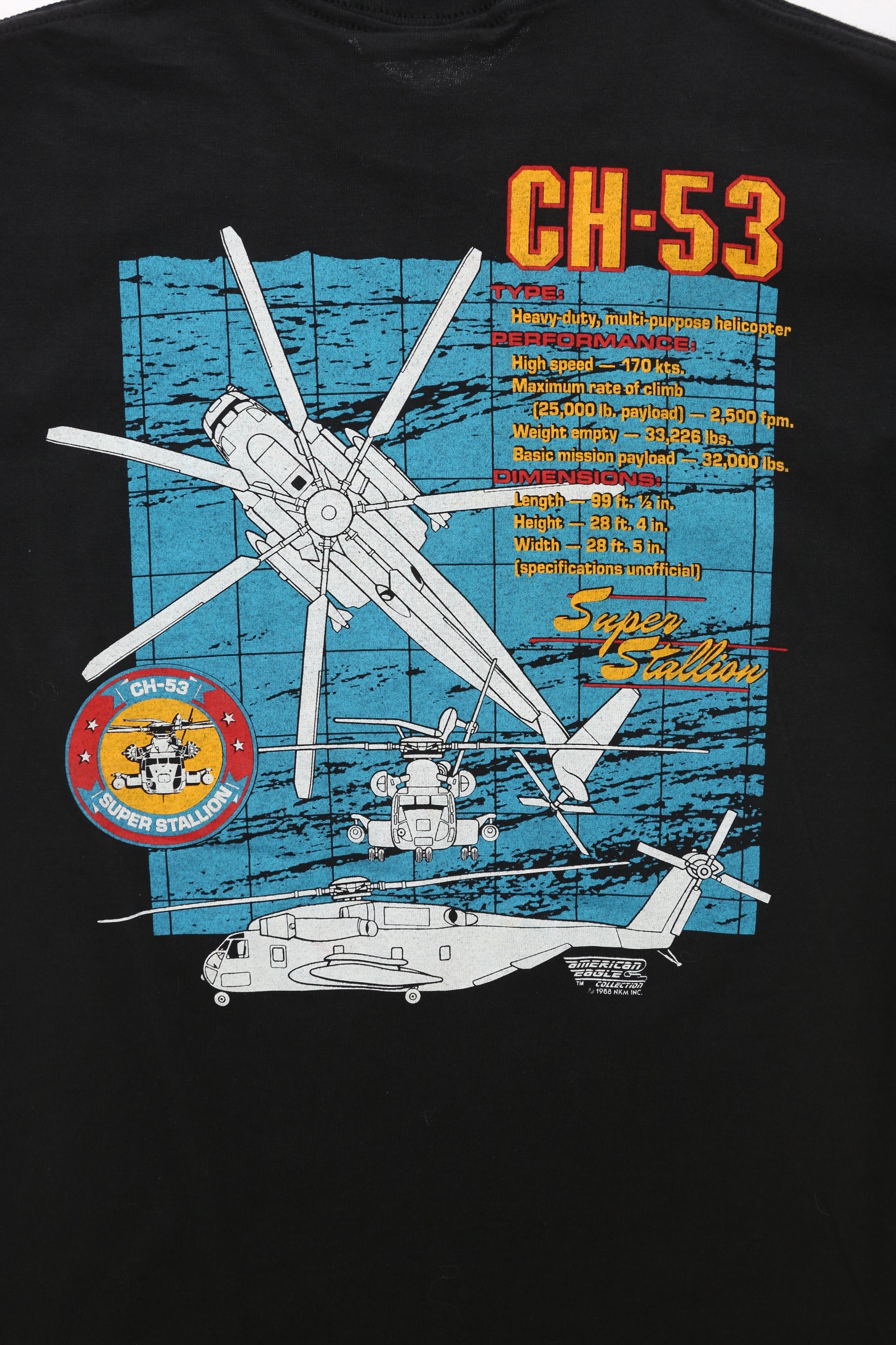 1988 Vintage CH-53 Super Stallion Military Helicopter t-shirt