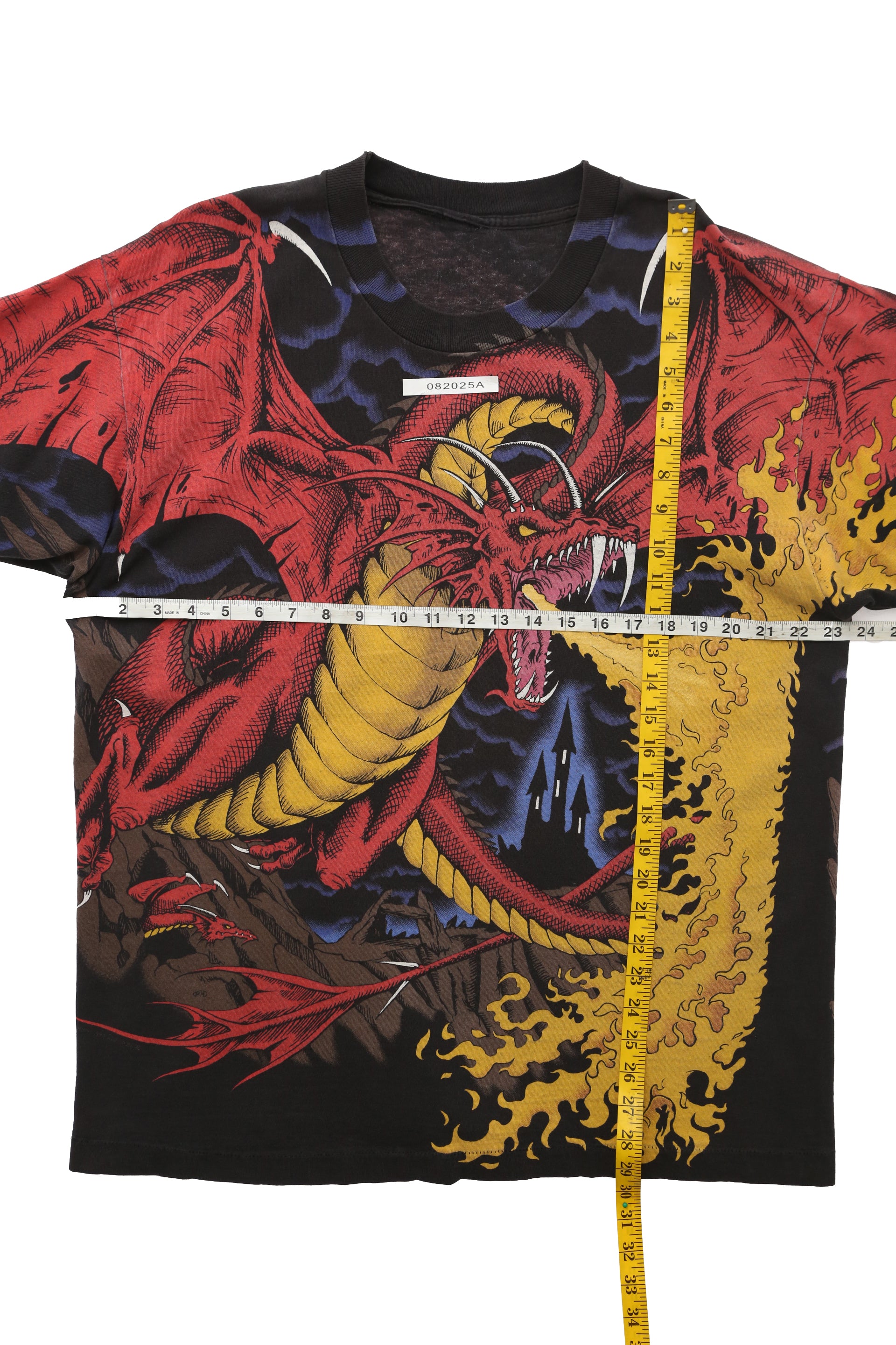 1993 Vintage Liquid Blue "Fire Dragon and Knight" All over Print