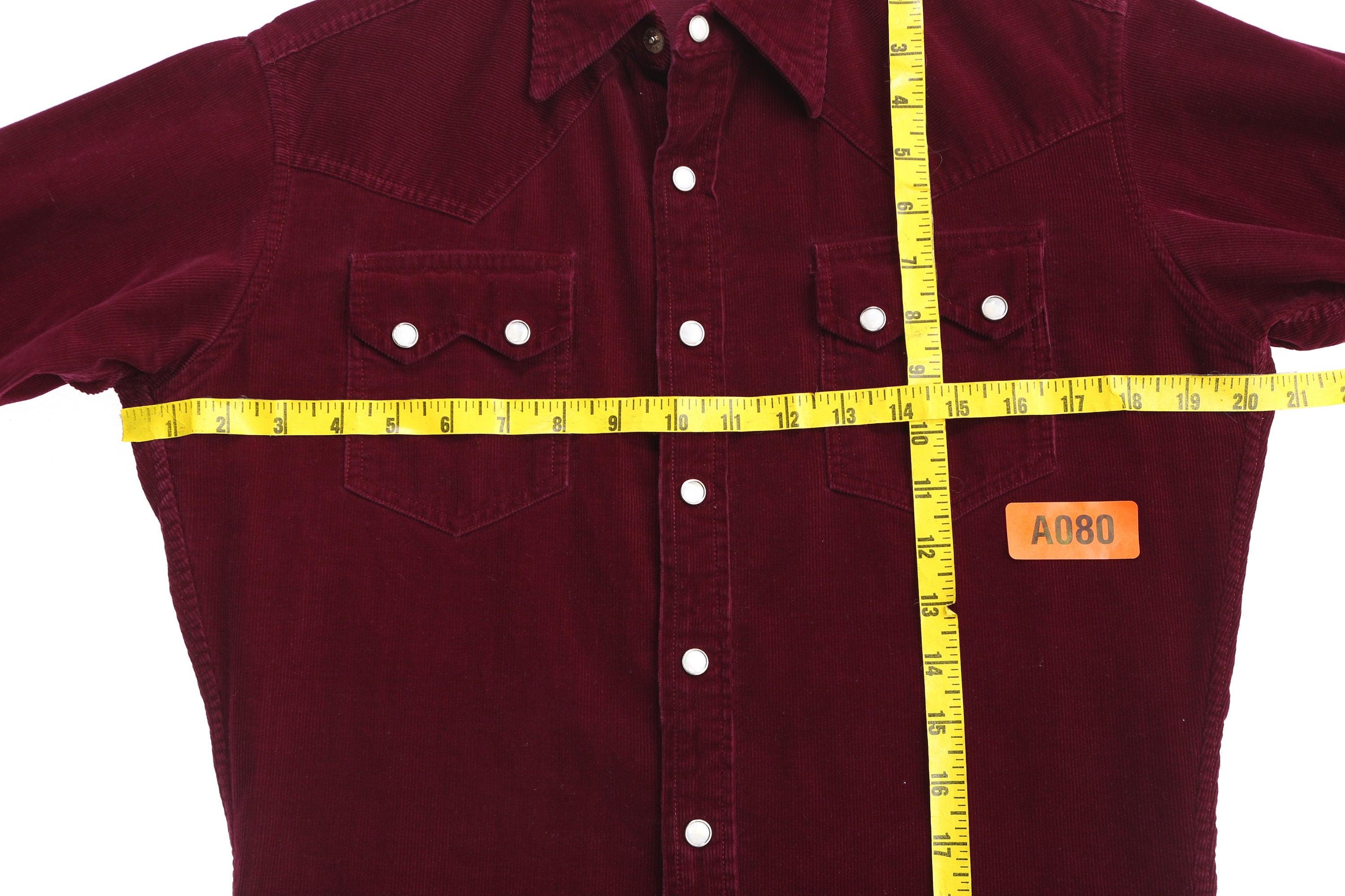 Men's Red Corduroy Long Sleeve Western Shirt