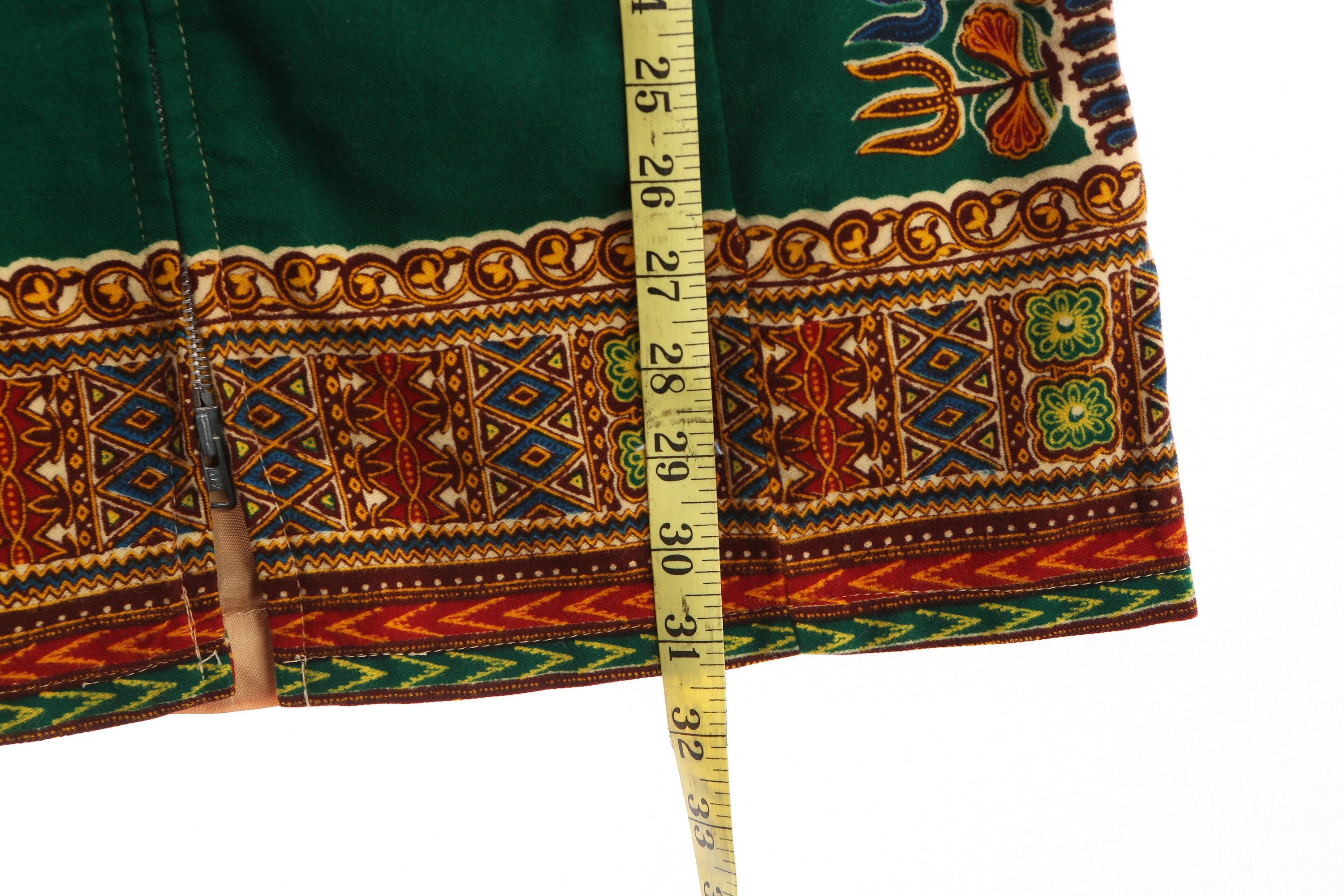 Vintage Women's Green Dashiki Hooded Jacket