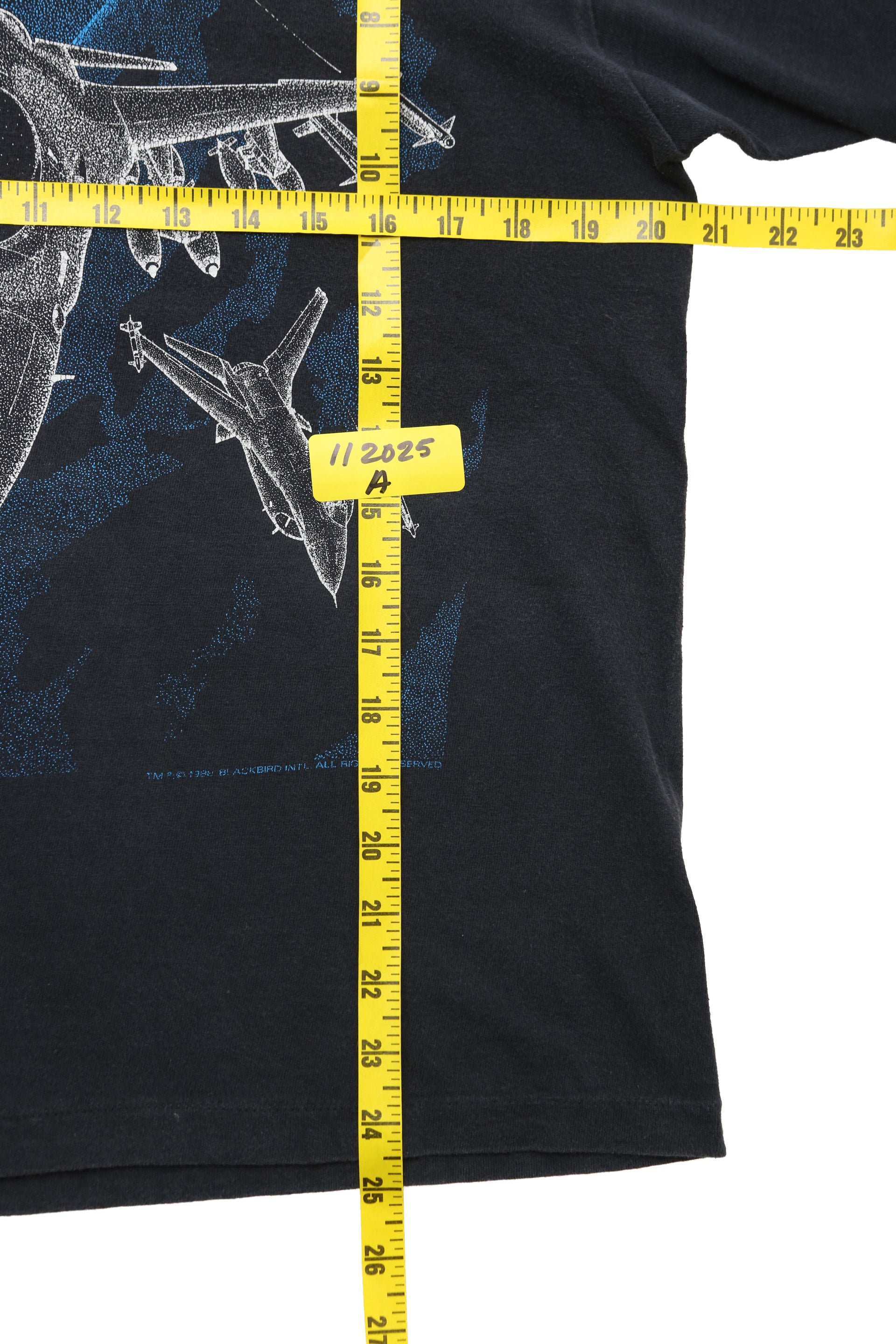 1987–1988 vintage F-16 Falcon "Blackbird International" military t-shirt