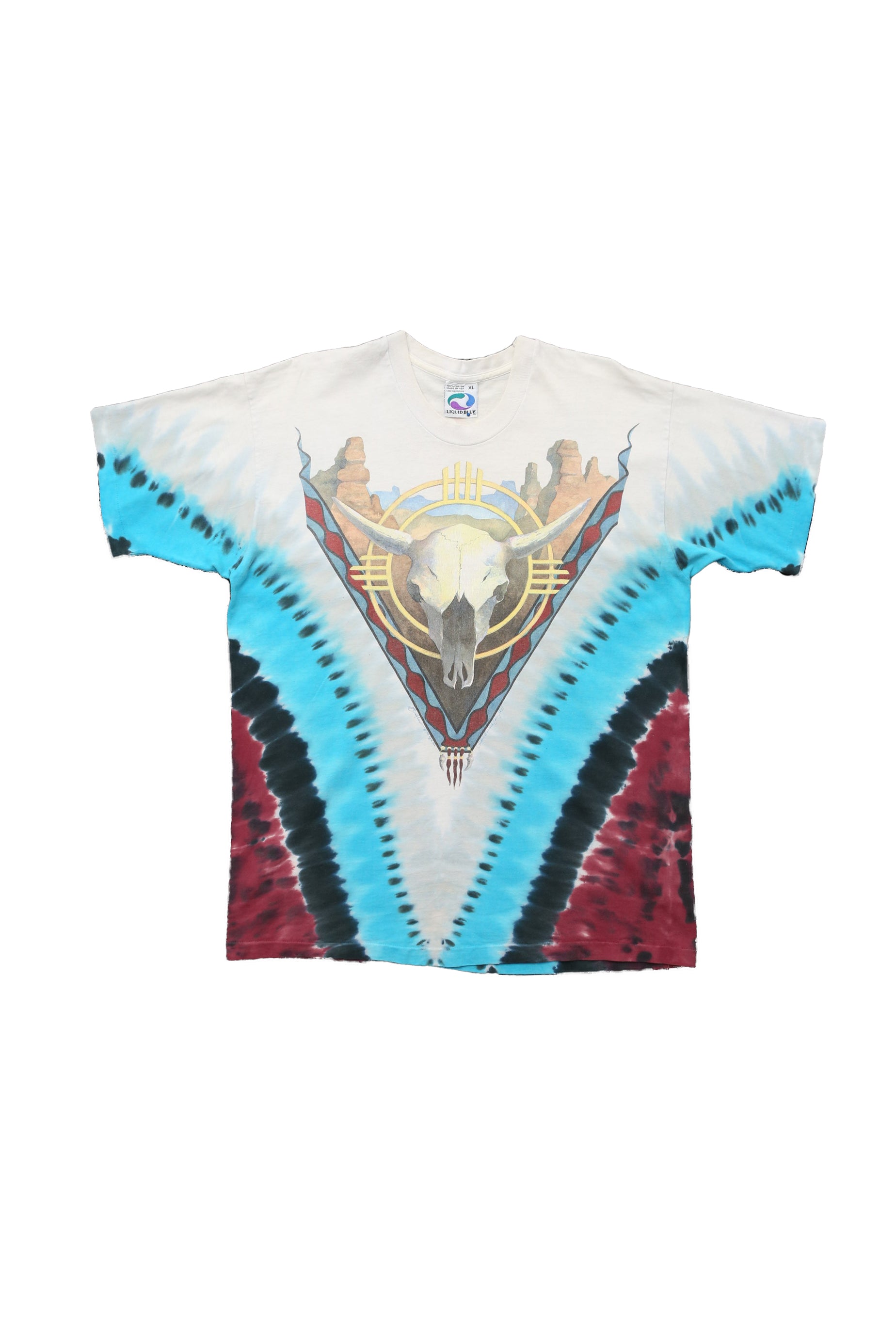 1992 Liquid Blue Desert Skull Tie Dye T-shirt