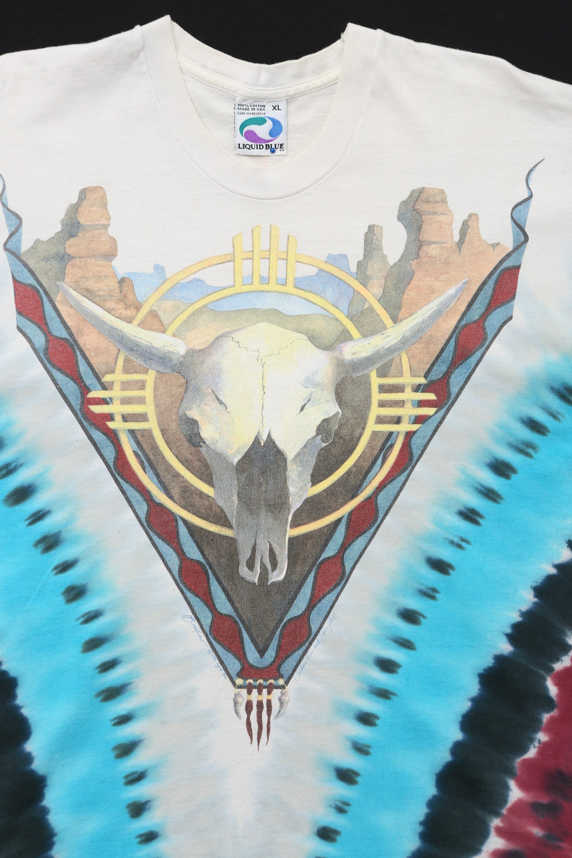 1992 Liquid Blue Desert Skull Tie Dye T-shirt
