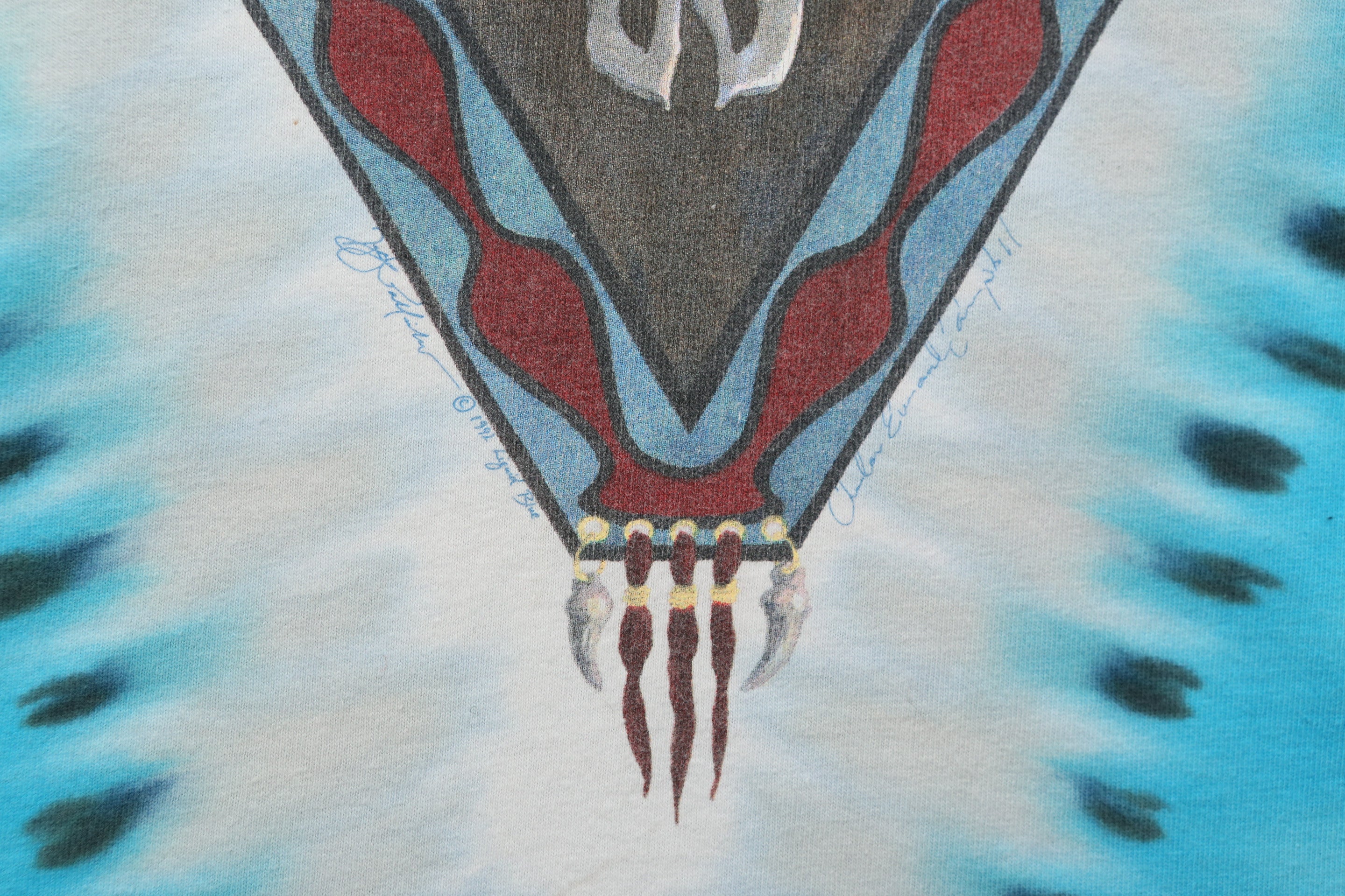 1992 Liquid Blue Desert Skull Tie Dye T-shirt