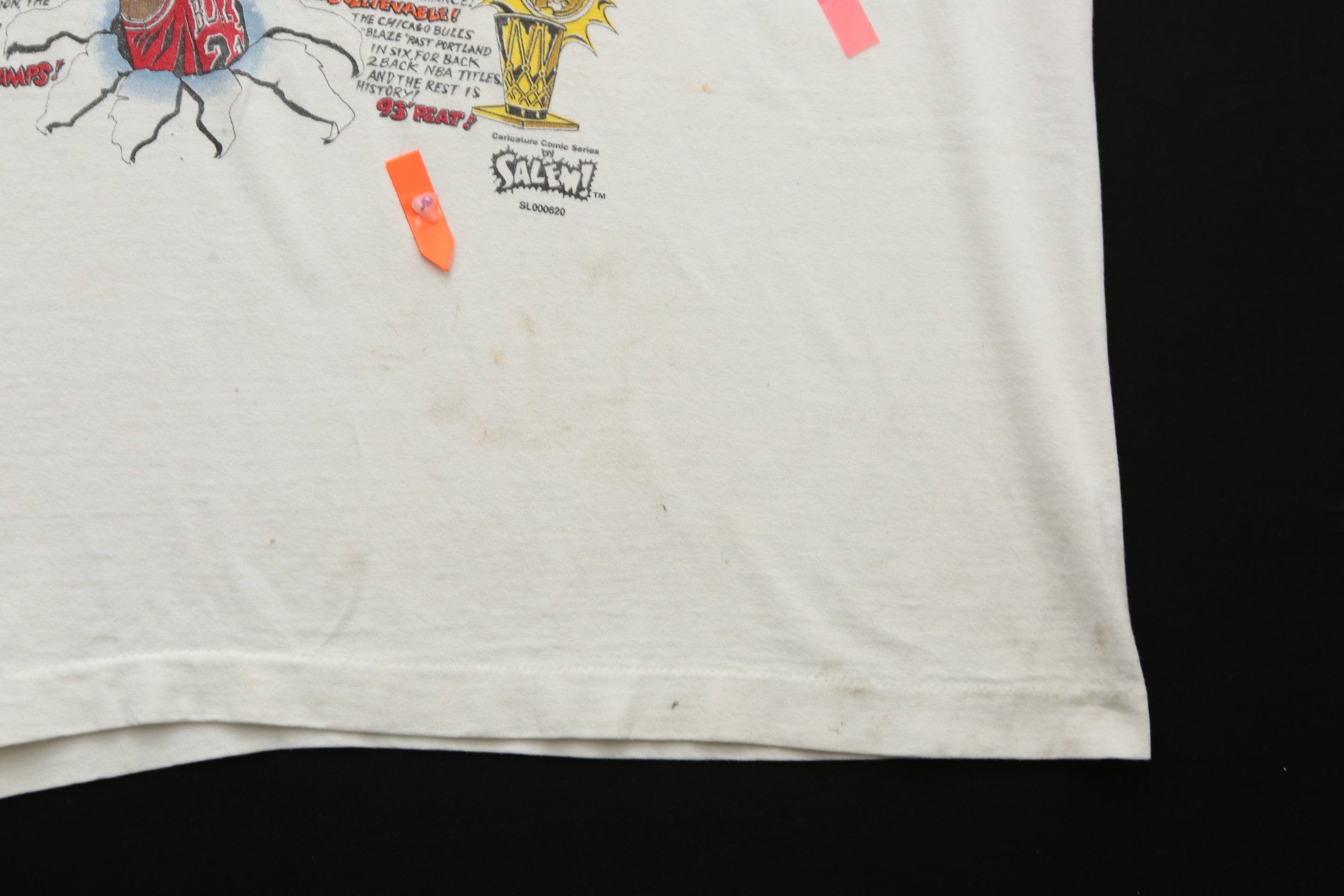 1993 Chicago Bulls "Three-Peat" Championship Caricature T-Shirt