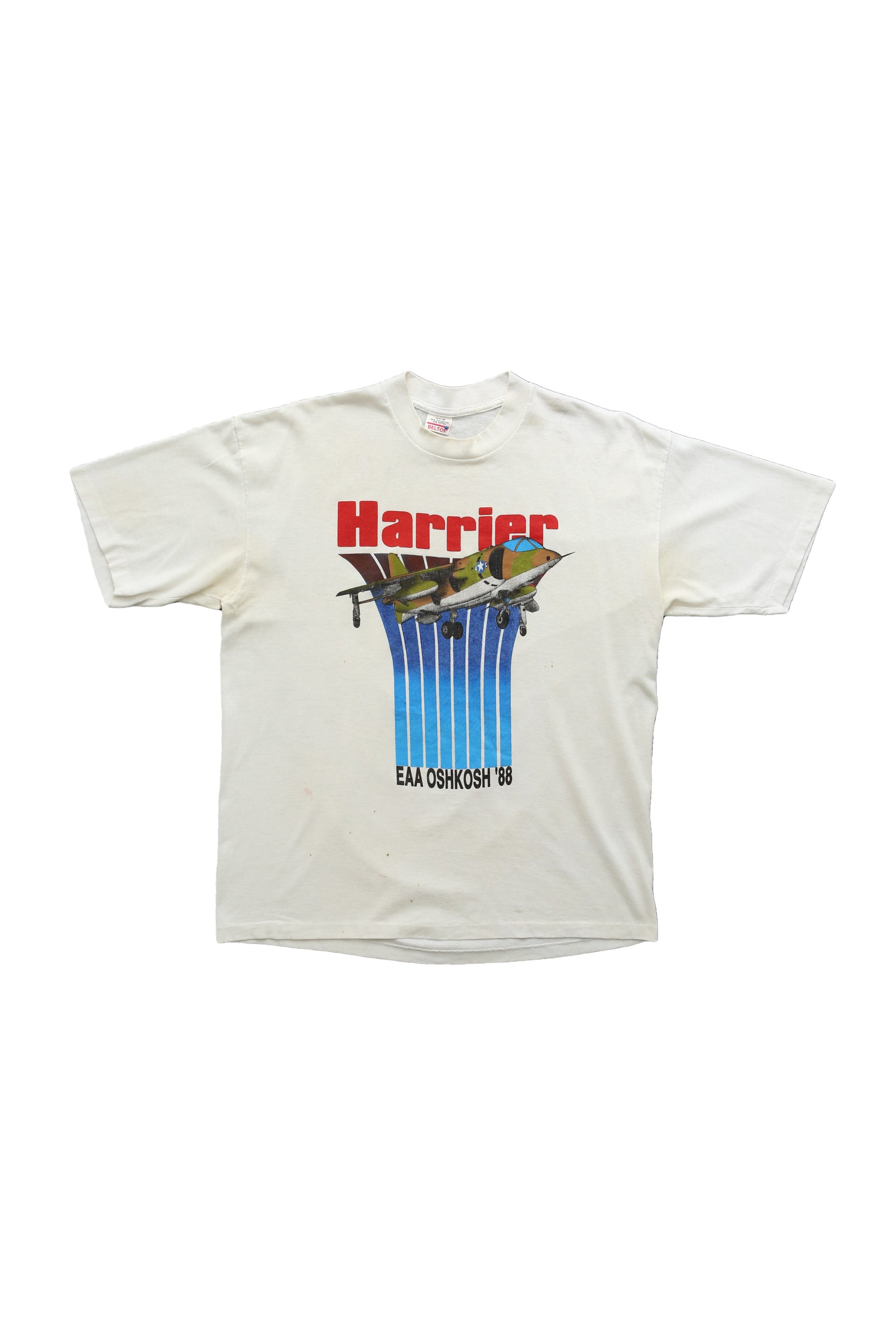 1988 Vintage EAA Oshkosh Fly-In Harrier Aviation T-shirt