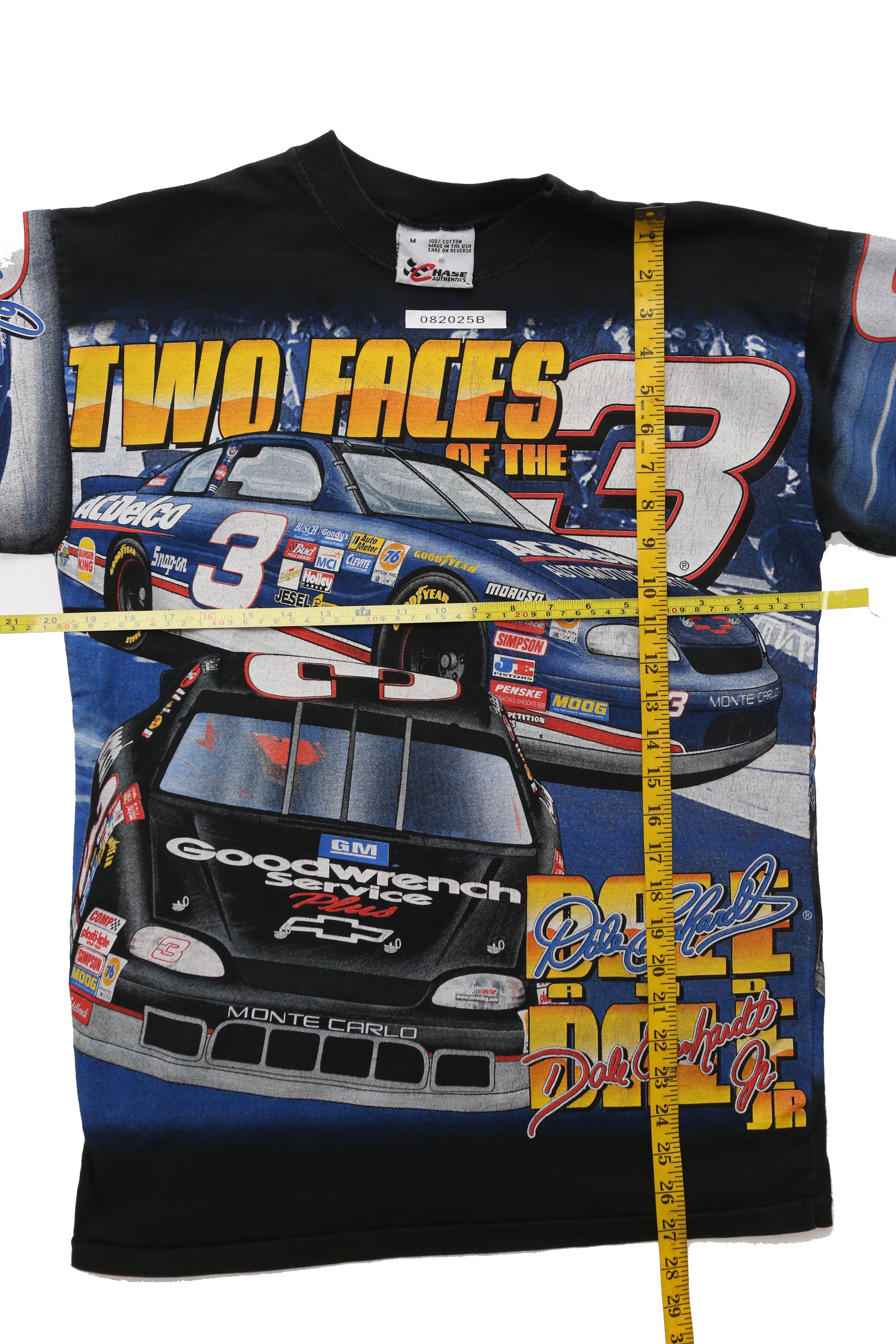 2000s Chase Authentics Dale Earnhardt Sr. and Jr. "Two Faces of the 3" all-over print (AOP) shirt