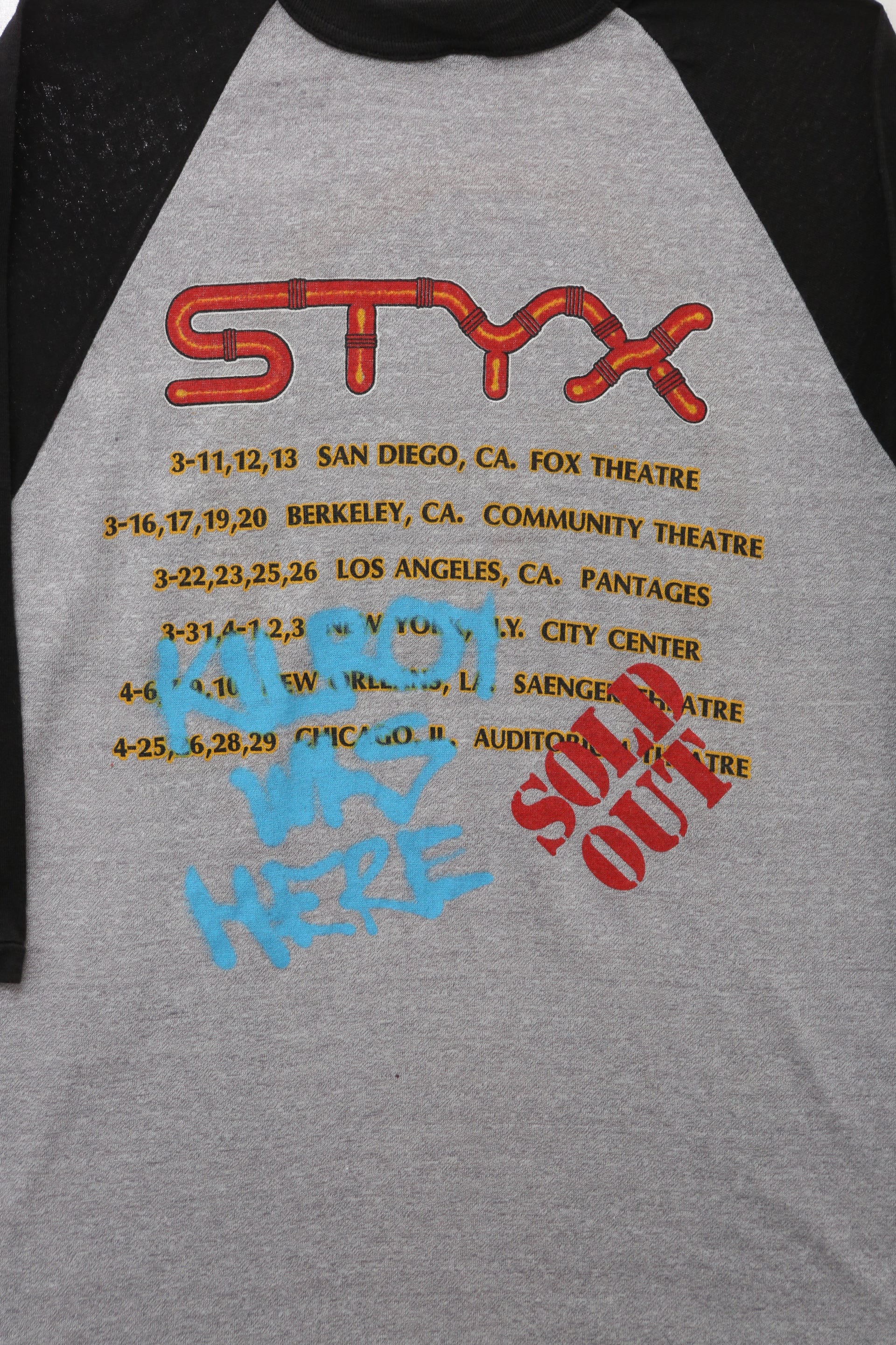 1983 Vintage Styx "Kilroy Was Here Raglan" T-shirt