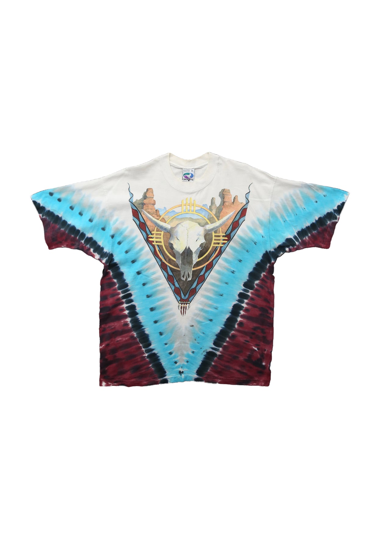 1992 Liquid Blue Southwest Desert Skull Tie Dye T-shirt