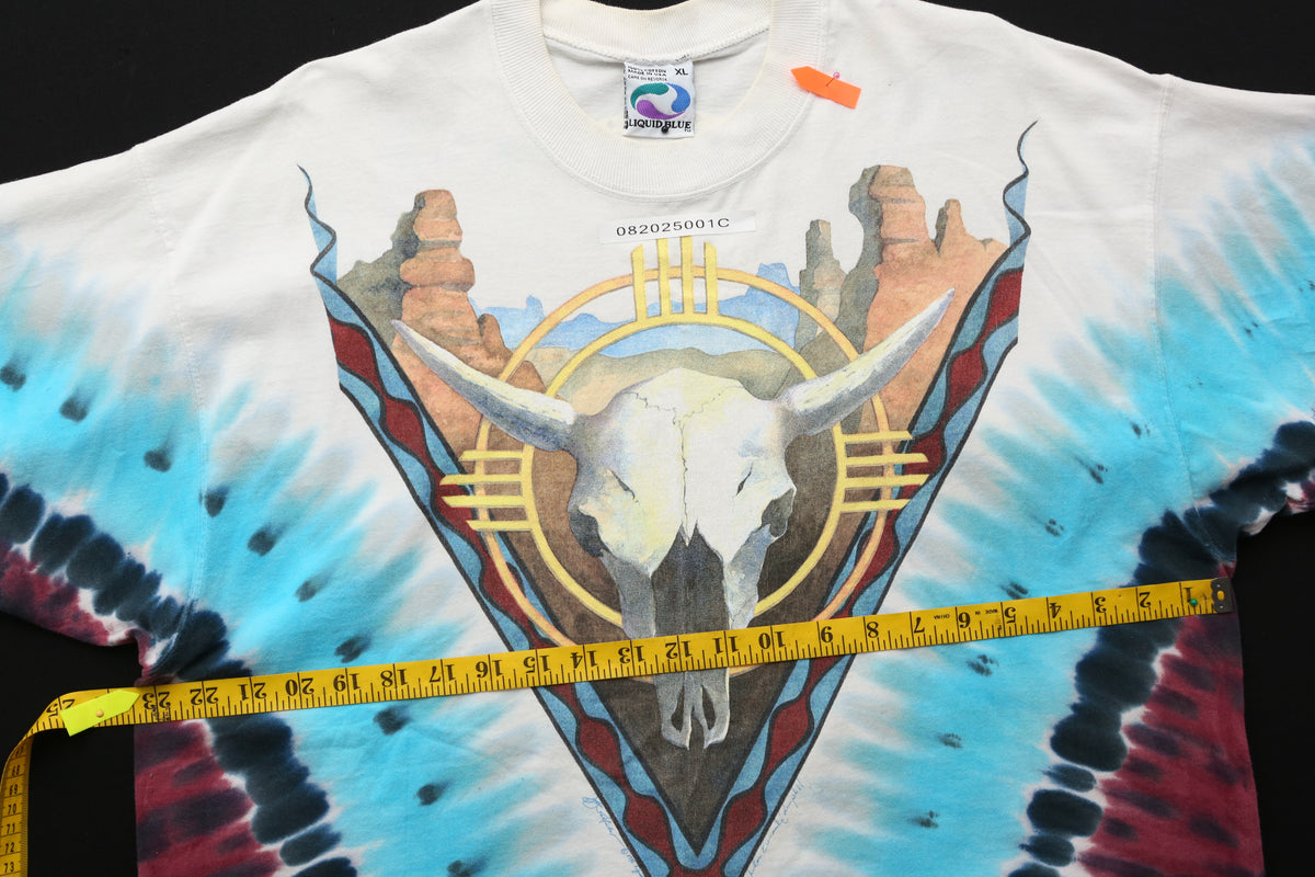 1992 Liquid Blue Southwest Desert Skull Tie Dye T-shirt