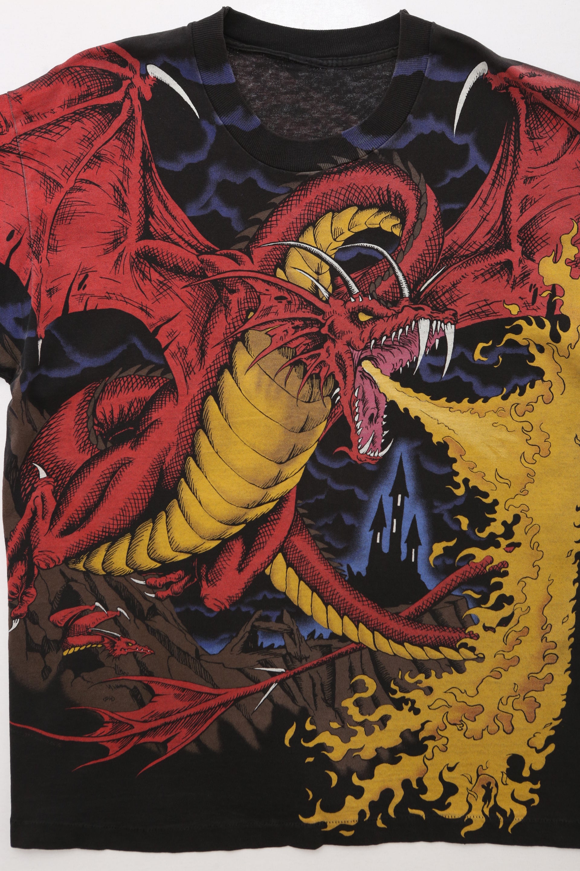 1993 Vintage Liquid Blue "Fire Dragon and Knight"  All over Print