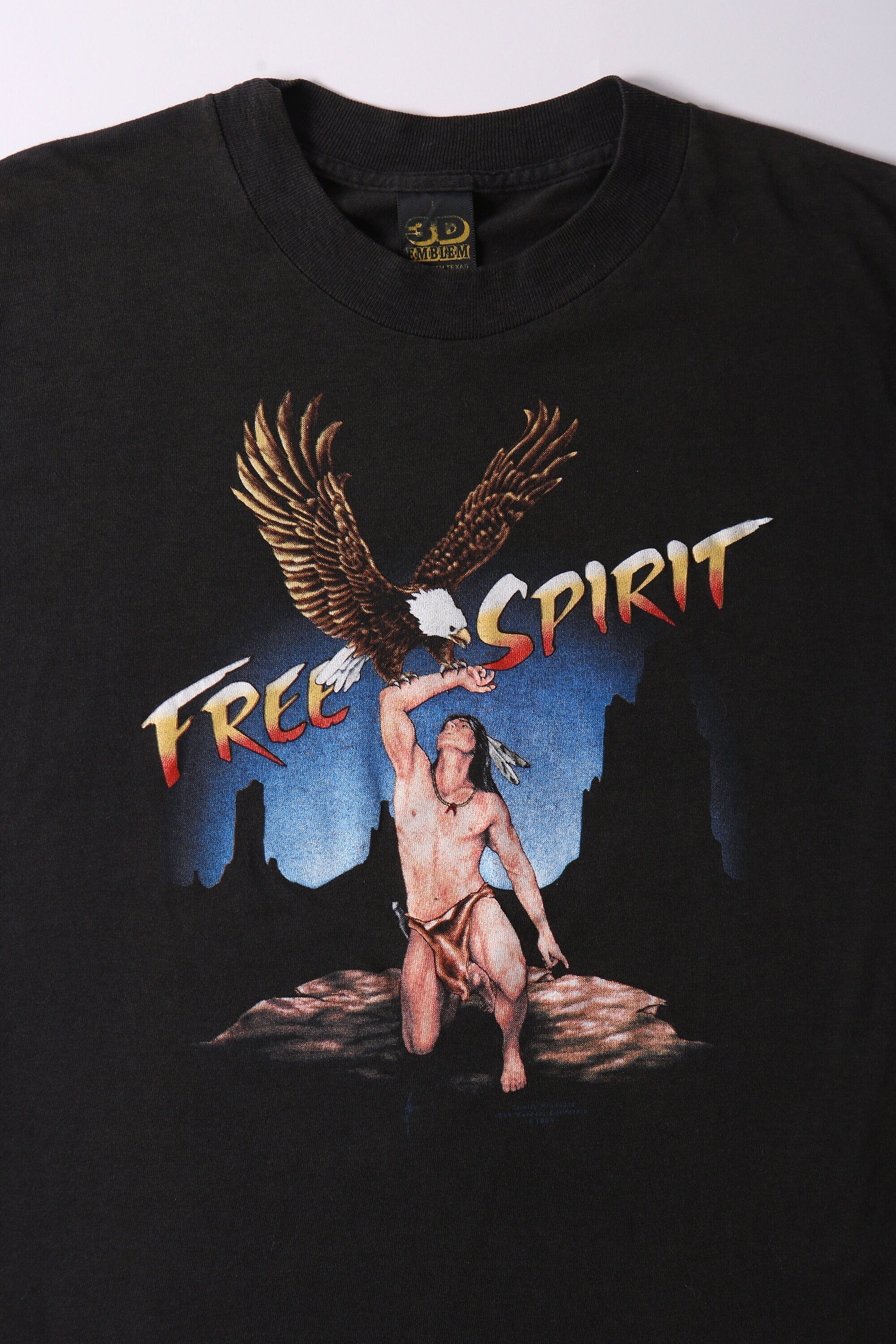 Vintage 3D Emblem "Free Spirit" T-Shirt