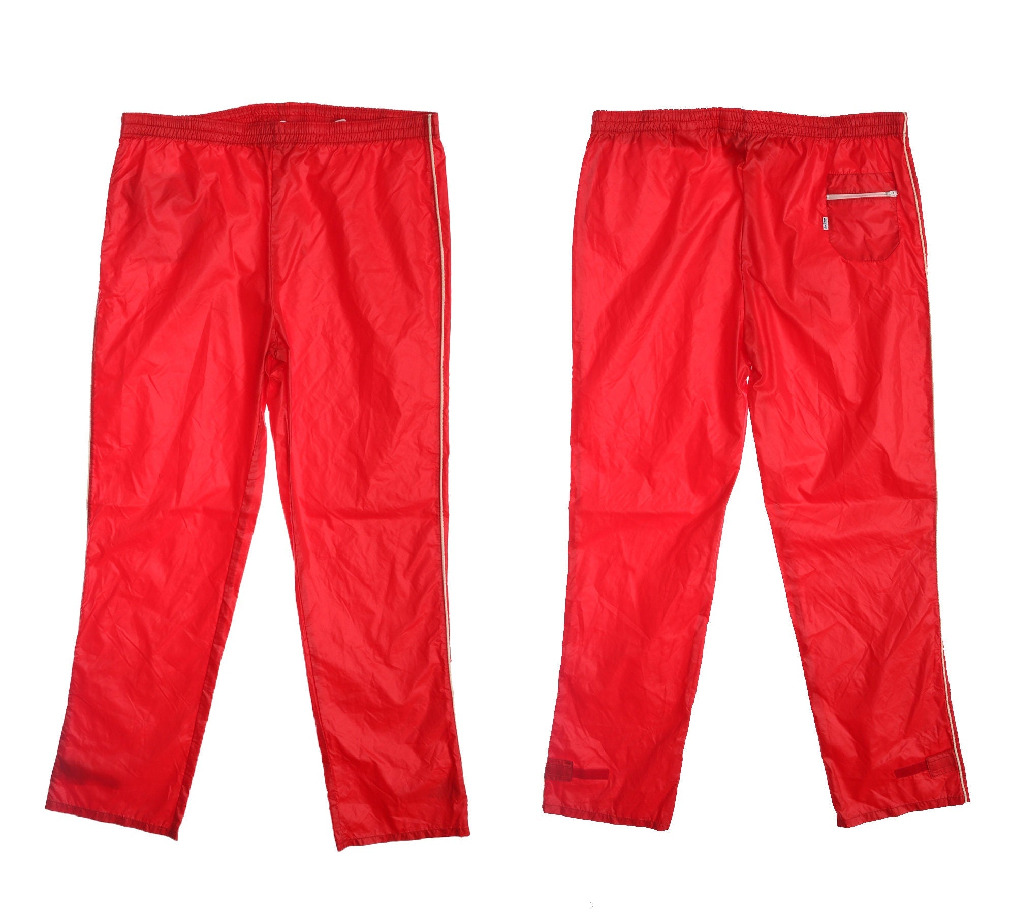 Vintage Levi's Red Nylon Windbreaker Pants - Era 70's - 80's