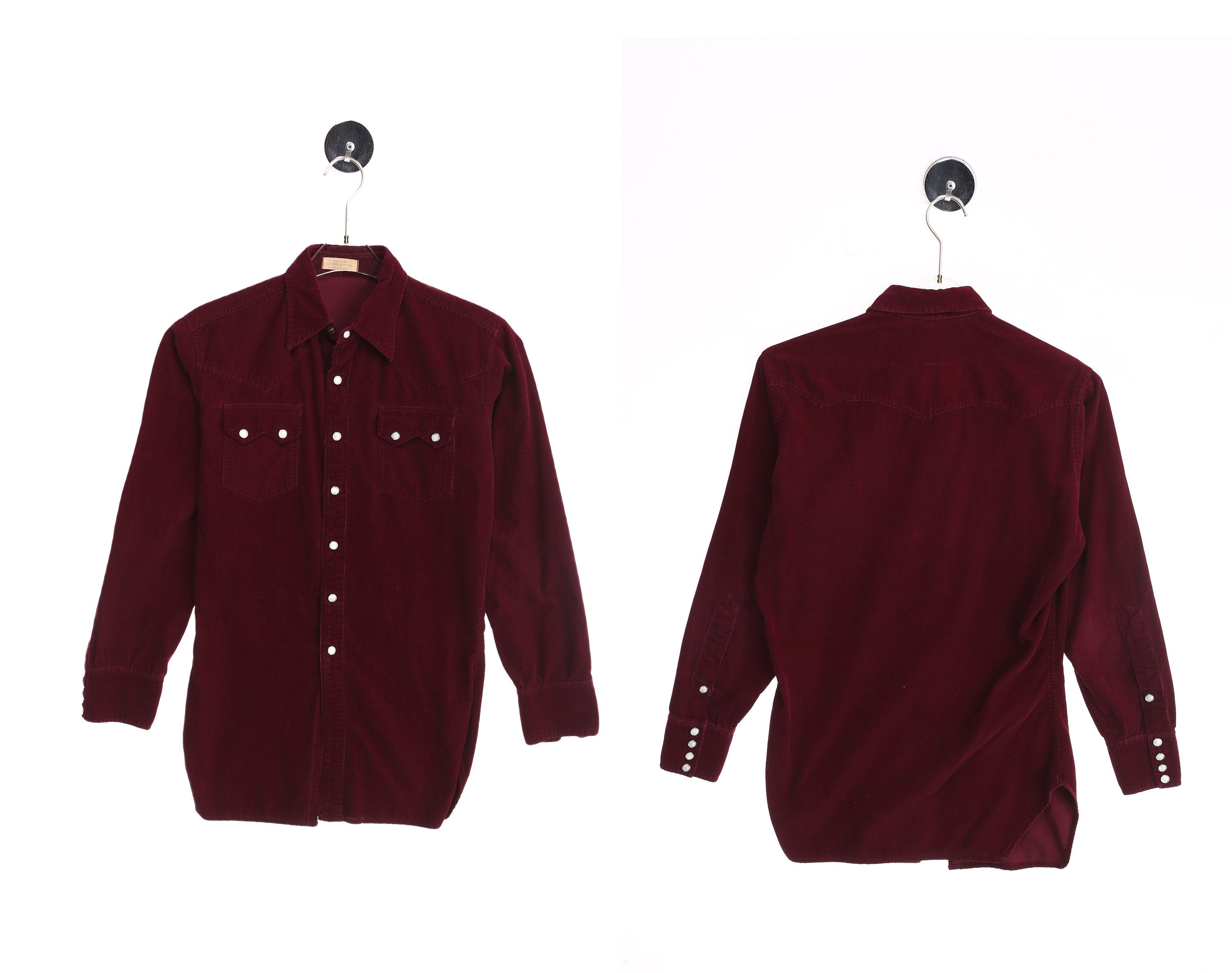 Men's Red Corduroy Long Sleeve Western Shirt